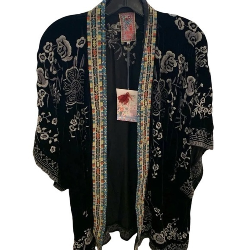 Johnny Was Okinawa Black Velvet Embroidered Kimono/Jacket NWT (short version) - Picture 3 of 13